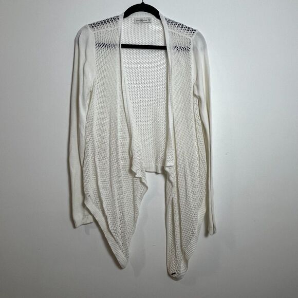 Abercrombie & Fitch Crochet Open Knit Cardigan XS White Boho Light Beach Sweater - Picture 2 of 5